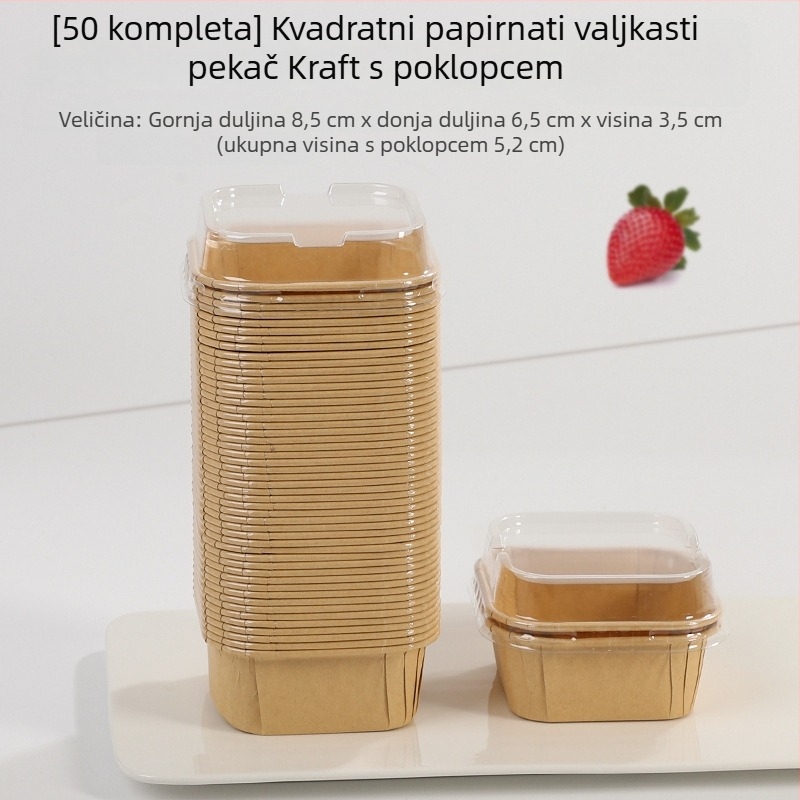 Kvadratni jednokratni kalup za mafine s poklopcem, papirnati kalup za pečenje