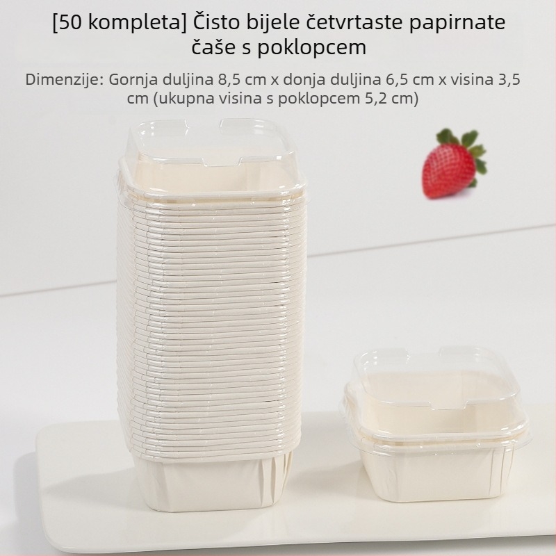 Kvadratni jednokratni kalup za mafine s poklopcem, papirnati kalup za pečenje
