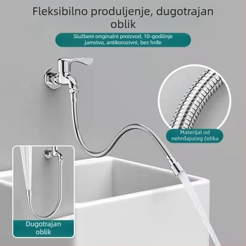 Proširena cijev slavine s fleksibilnim izljeviem, aerator protiv prskanja, nehrđajući čelik, elektroplirani završetak, okretno pričvršćivanje — Yao jiajie