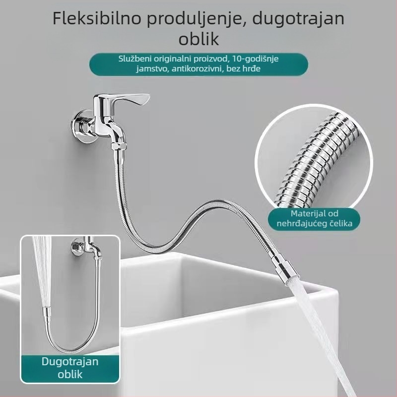 Proširena cijev slavine s fleksibilnim izljeviem, aerator protiv prskanja, nehrđajući čelik, elektroplirani završetak, okretno pričvršćivanje — Yao jiajie