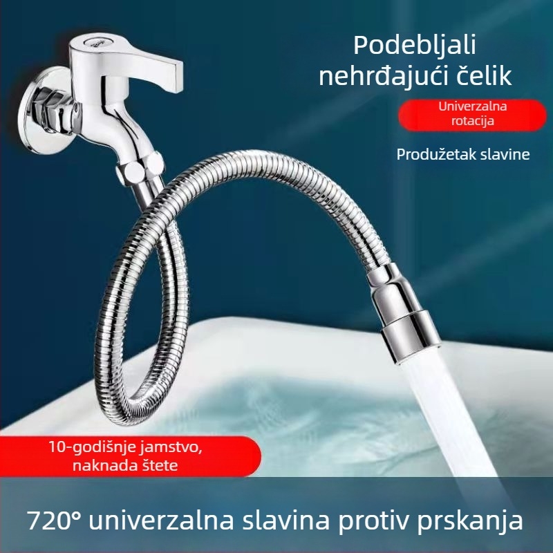 Proširena cijev slavine s fleksibilnim izljeviem, aerator protiv prskanja, nehrđajući čelik, elektroplirani završetak, okretno pričvršćivanje — Yao jiajie