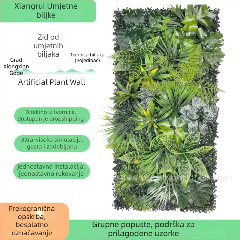 Vanjski zidni panel od umjetnih biljaka, 50×100 cm, dekoracija za vjenčanja i izložbe, ulaz i balkon.