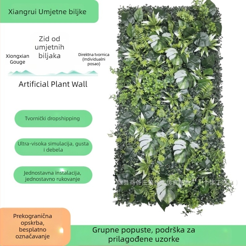 Vanjski zidni panel od umjetnih biljaka, 50×100 cm, dekoracija za vjenčanja i izložbe, ulaz i balkon.