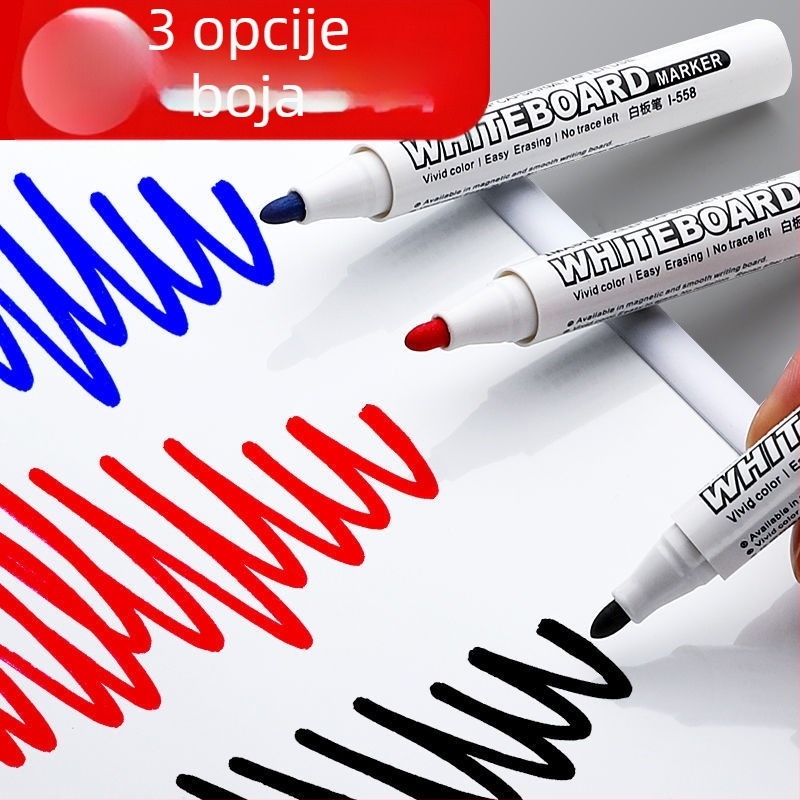 Marker za bijelu ploču na bazi vode, siguran za djecu, crvena, plava i crna, marker velike glave za pisanje i lako brisanje