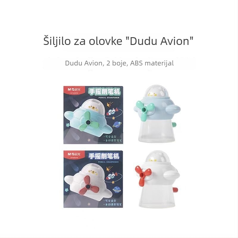 Oštrilo za olovke u obliku rakete, ručno okretno, karikatura dizajn, za skice