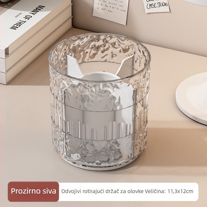 Prozirni okretni držač olovaka, višefunkcionalan, velikog kapaciteta, stolni organizator za ured i učenike