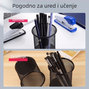 Kružni metalni držač olovaka s mrežom – uredski organizator, višenamjensko skladište