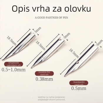 Zamjenski nib za nalivpero s malim okruglim vrhom, ekstra fin 0,5/0,38 mm, nehrđajući čelik