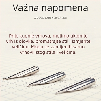 Zamjenski nib za nalivpero s malim okruglim vrhom, ekstra fin 0,5/0,38 mm, nehrđajući čelik