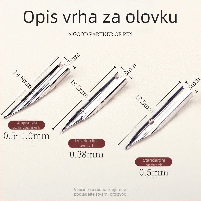 Zamjenski nib za nalivpero s malim okruglim vrhom, ekstra fin 0,5/0,38 mm, nehrđajući čelik