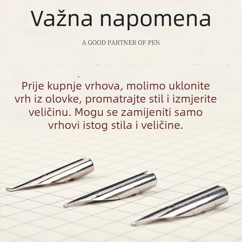 Zamjenski nib za nalivpero s malim okruglim vrhom, ekstra fin 0,5/0,38 mm, nehrđajući čelik