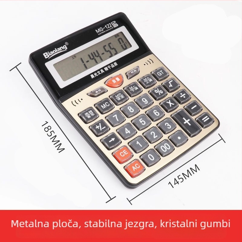 Morning Light kalkulator s glasovnom funkcijom za računovodstvo i financije, prijenosni uredski kalkulator, 12-znamenkasti prikaz, plastično kućište, napajanje na AA bateriju, baterije nisu uključene