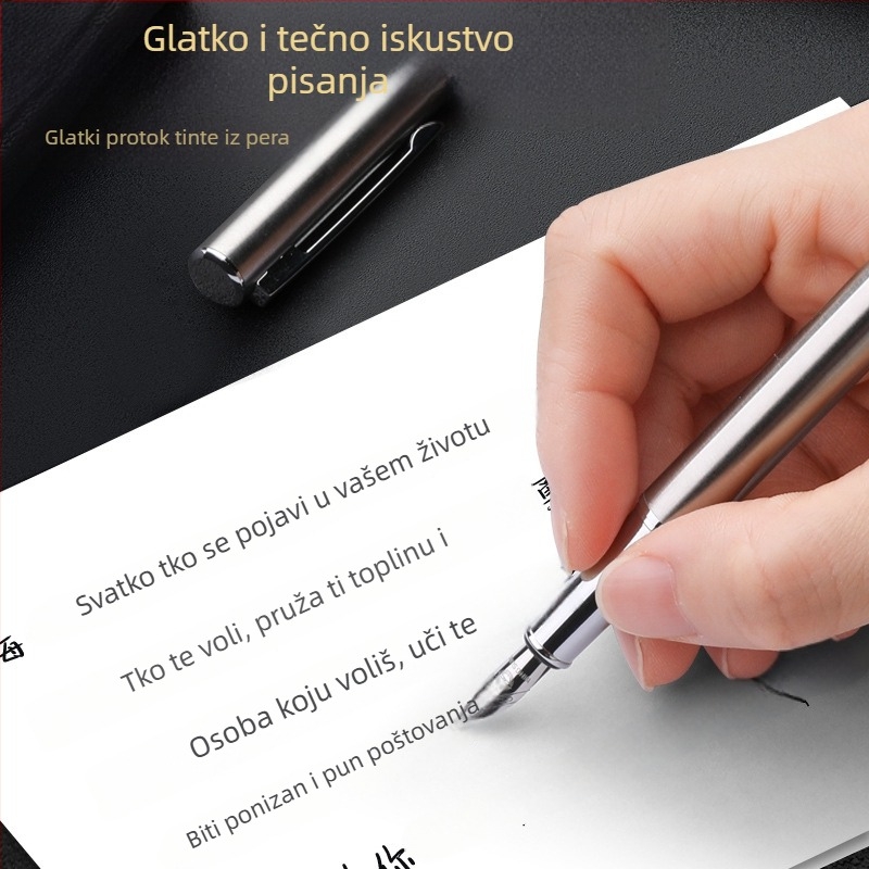 Ocelno pero s cijelim metalnim tijelom za kaligrafiju, skice i potpis