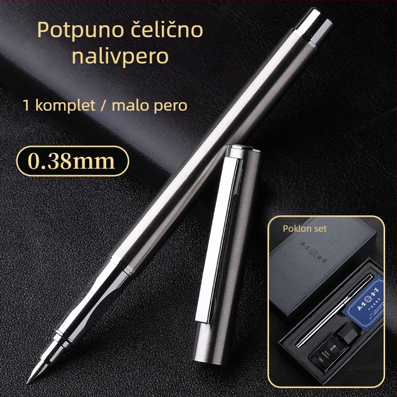 Ocelno pero s cijelim metalnim tijelom za kaligrafiju, skice i potpis
