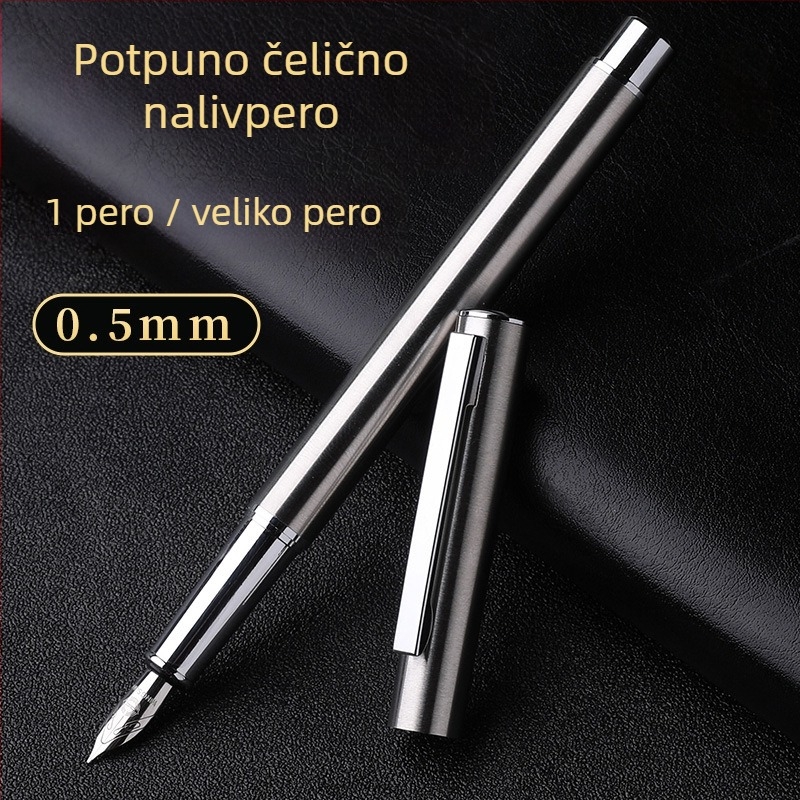 Ocelno pero s cijelim metalnim tijelom za kaligrafiju, skice i potpis