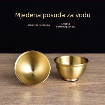 Bakrena šalica za čaj s motivom Guan Gong, bakrena čaša za vino, mosazni Bog bogatstva, mala bakrena šalica za obožavanje