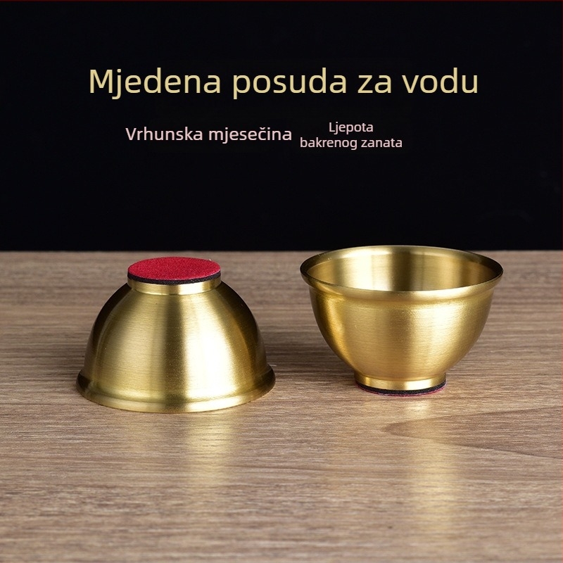 Bakrena šalica za čaj s motivom Guan Gong, bakrena čaša za vino, mosazni Bog bogatstva, mala bakrena šalica za obožavanje