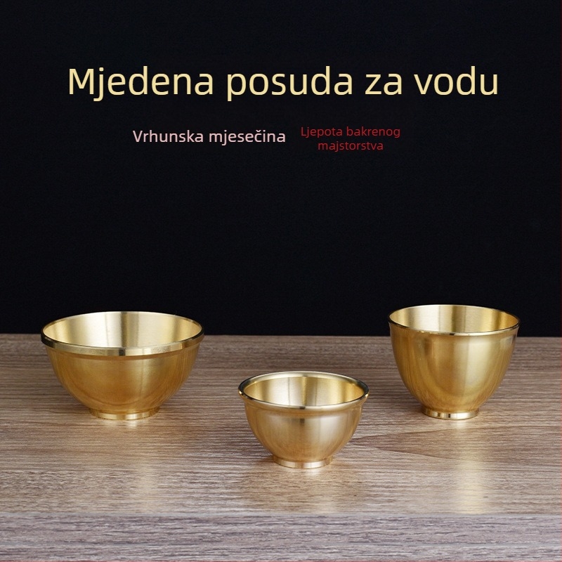 Bakrena šalica za čaj s motivom Guan Gong, bakrena čaša za vino, mosazni Bog bogatstva, mala bakrena šalica za obožavanje