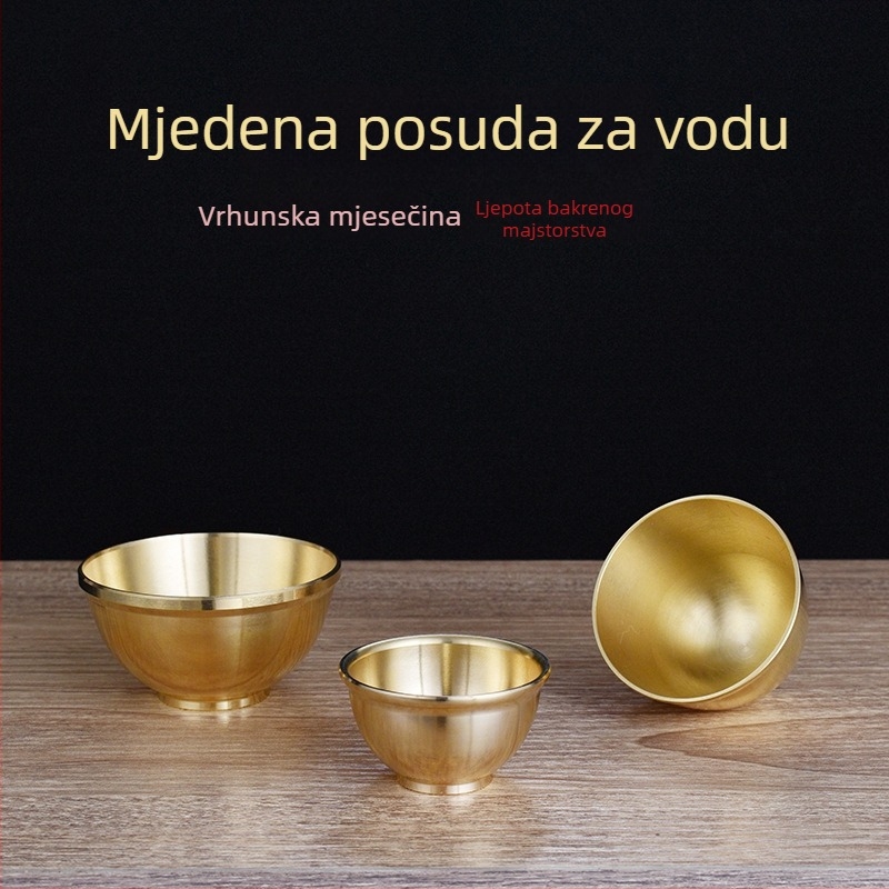 Bakrena šalica za čaj s motivom Guan Gong, bakrena čaša za vino, mosazni Bog bogatstva, mala bakrena šalica za obožavanje