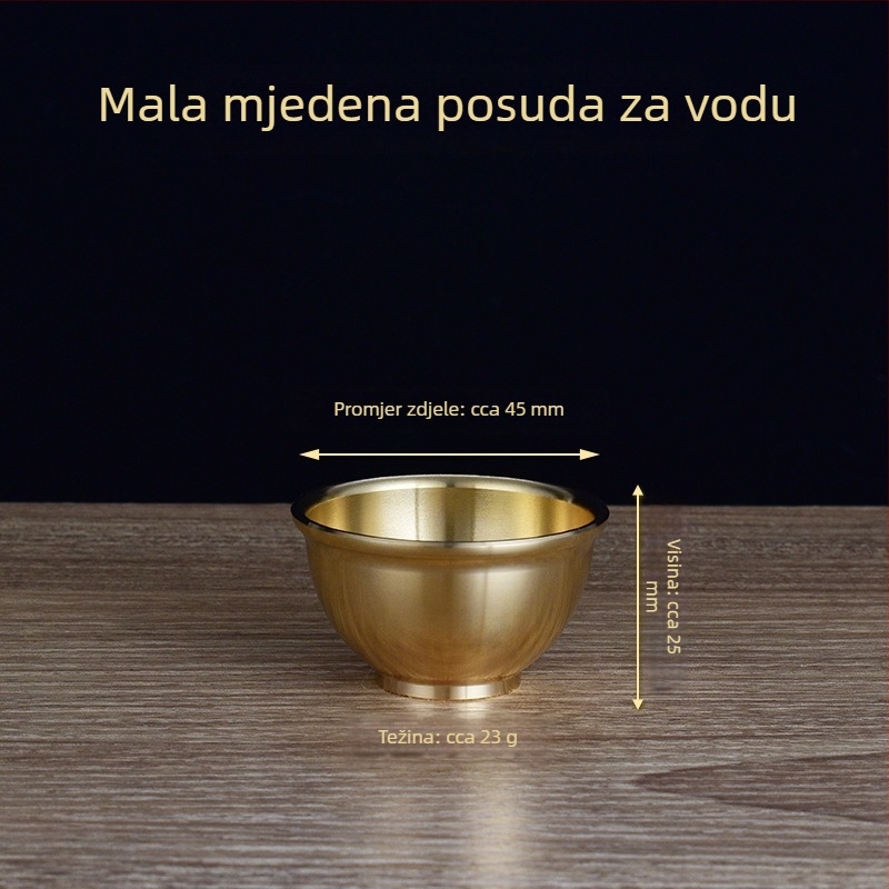 Bakrena šalica za čaj s motivom Guan Gong, bakrena čaša za vino, mosazni Bog bogatstva, mala bakrena šalica za obožavanje