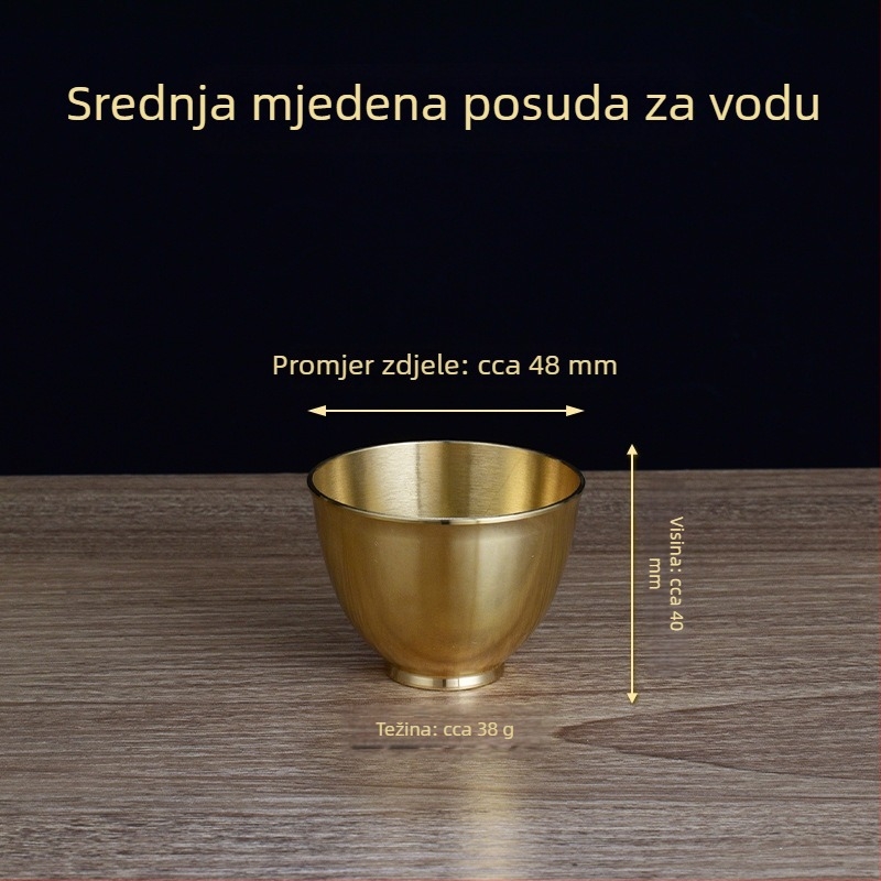 Bakrena šalica za čaj s motivom Guan Gong, bakrena čaša za vino, mosazni Bog bogatstva, mala bakrena šalica za obožavanje