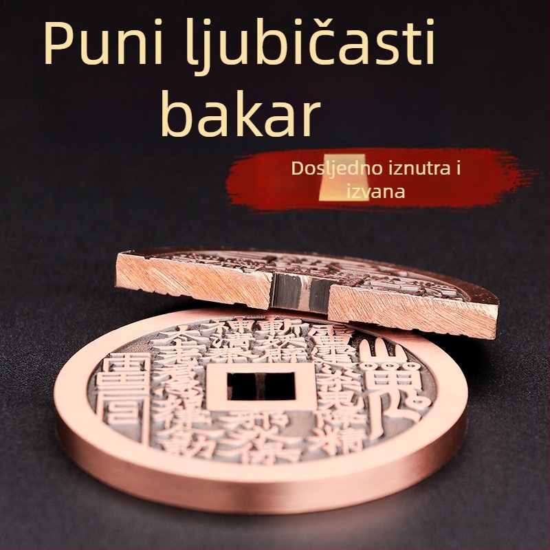 Taoistički bakreni privjesak s novčićem planine i privjeskom za ključeve Bagua