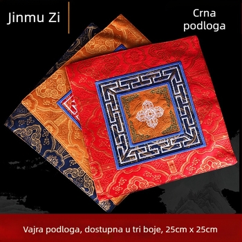 Tibetanskog stila premijena podloga za ritualne instrumente sa križnim Vajra pestlom, podlogom za čašu vode, podlogom za miša, Vajra zvon podlogom; debeli platna, tri boje