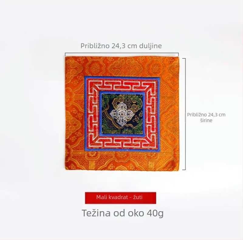 Tibetanskog stila premijena podloga za ritualne instrumente sa križnim Vajra pestlom, podlogom za čašu vode, podlogom za miša, Vajra zvon podlogom; debeli platna, tri boje