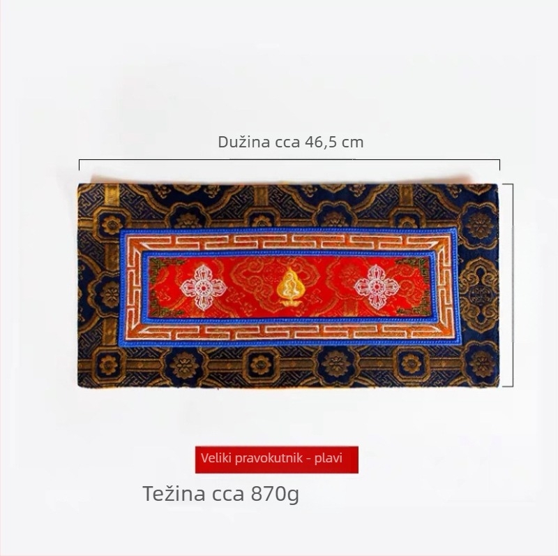 Tibetanskog stila premijena podloga za ritualne instrumente sa križnim Vajra pestlom, podlogom za čašu vode, podlogom za miša, Vajra zvon podlogom; debeli platna, tri boje