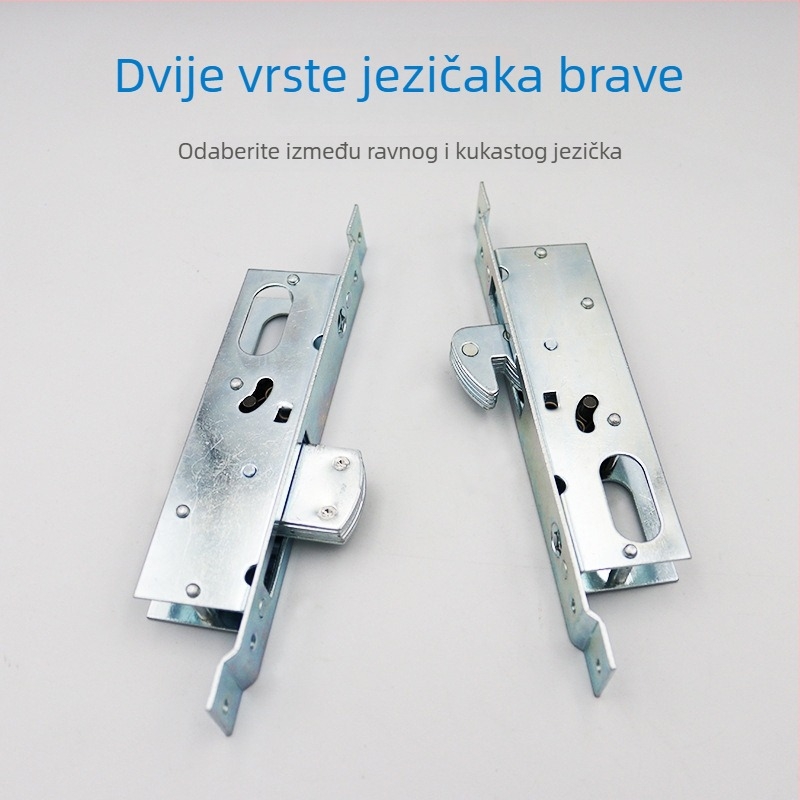 Mehanički set zaključavanja za dvostruka klizna vrata, cilindrična brava za okvir staklenih vrata, zaključavanje s ravnim jezičkom za pod, kukasti zaključak za vrata od aluminijske legure i PVC-a
