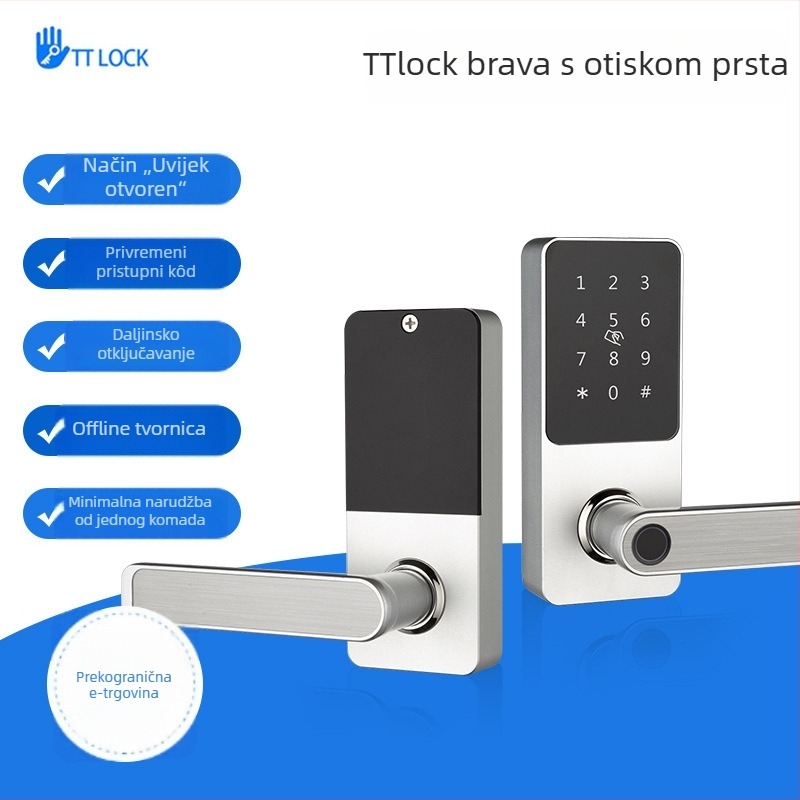 WiFi aluminijska elektronička brava s lozinkom i otiskom prsta, za kućna vrata, otvaranje jednim dodirom