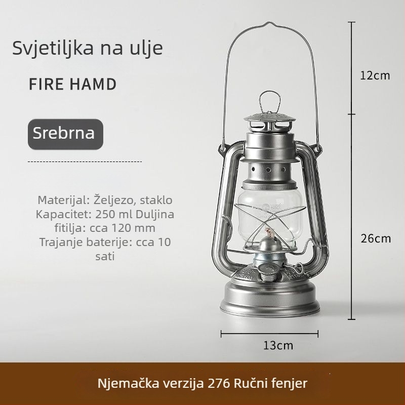Lampa za kampiranje na ulje s bezdimnim gorivom od gheea, retro seoskog stila za vanjsku upotrebu