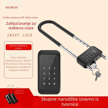 Staklena vrata, U-oblikovana pametna brava s otiskom prsta i lozinkom, graffiti dizajn, pametna brava s Bluetooth daljinskim otključavanjem