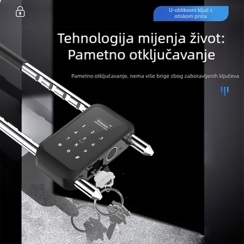 Staklena vrata, U-oblikovana pametna brava s otiskom prsta i lozinkom, graffiti dizajn, pametna brava s Bluetooth daljinskim otključavanjem