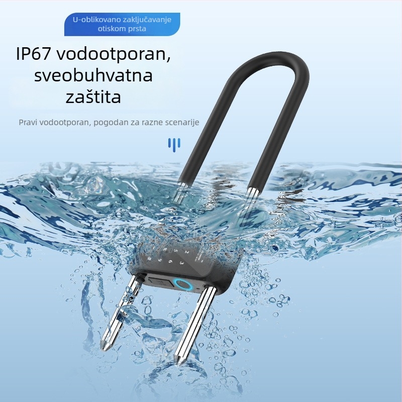 Staklena vrata, U-oblikovana pametna brava s otiskom prsta i lozinkom, graffiti dizajn, pametna brava s Bluetooth daljinskim otključavanjem
