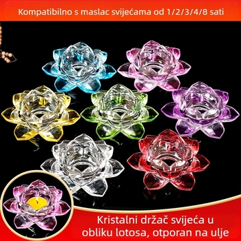 Kristalni stakleni držač svijeća s bazom lotosa za Budine lampe