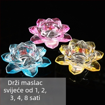Kristalni stakleni držač svijeća s bazom lotosa za Budine lampe