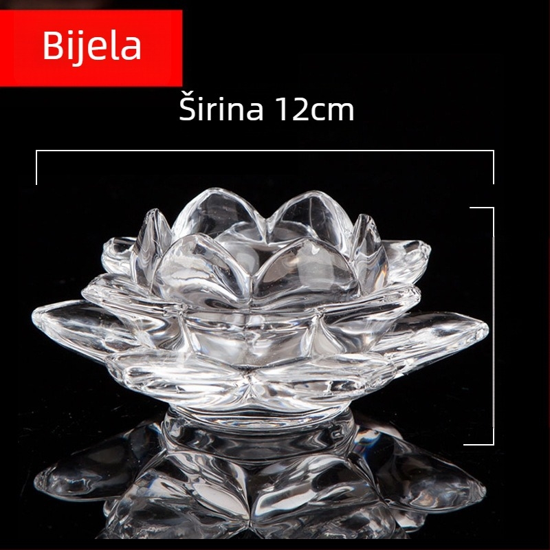 Kristalni stakleni držač svijeća s bazom lotosa za Budine lampe