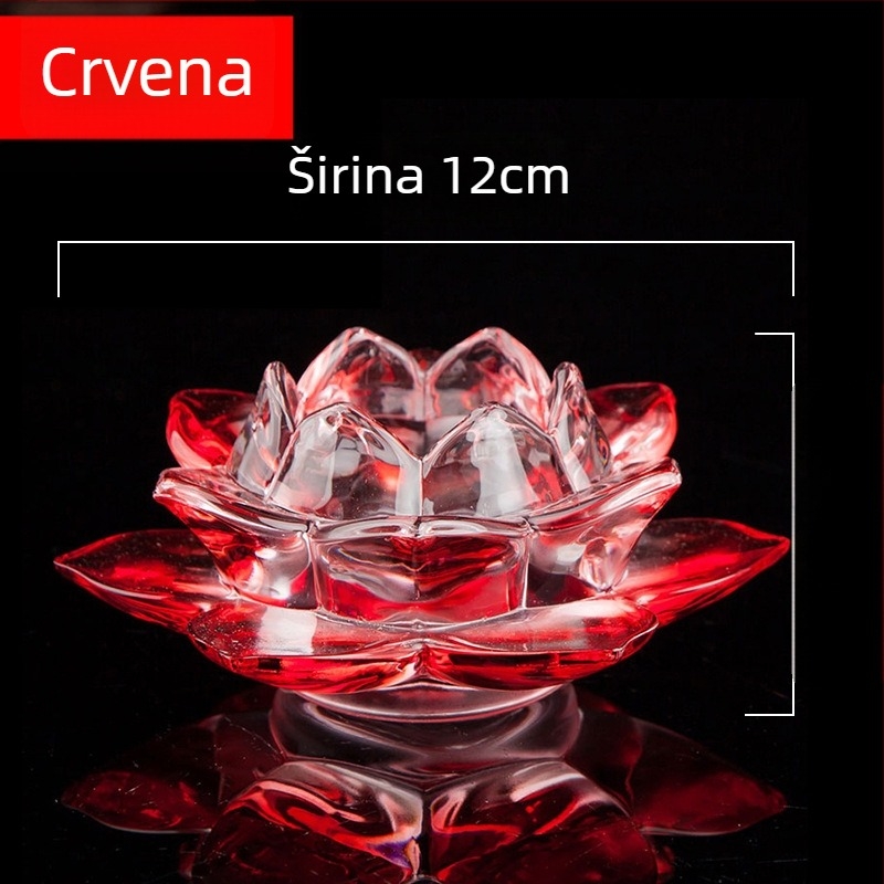 Kristalni stakleni držač svijeća s bazom lotosa za Budine lampe