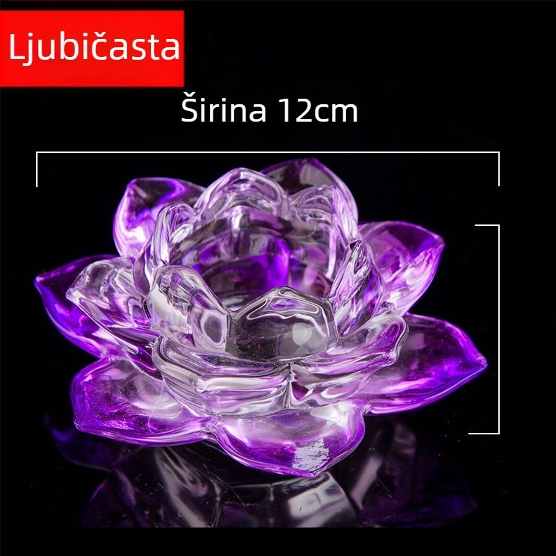 Kristalni stakleni držač svijeća s bazom lotosa za Budine lampe