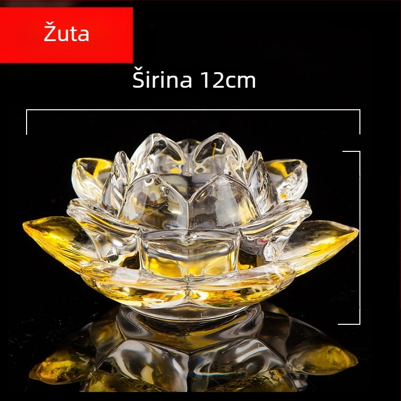 Kristalni stakleni držač svijeća s bazom lotosa za Budine lampe