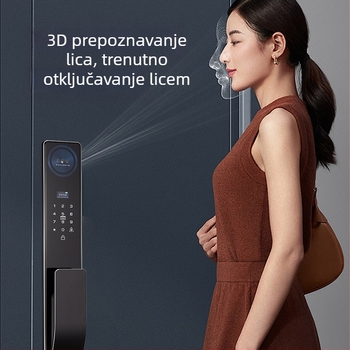 Pametna brava s prepoznavanjem lica i kamerom na vratima, elektronička brava, pristup lozinkom ili otiskom prsta
