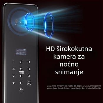Pametna brava s prepoznavanjem lica i kamerom na vratima, elektronička brava, pristup lozinkom ili otiskom prsta
