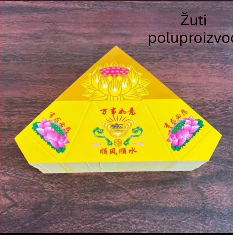 Tvrdi karton lotus origami dijelovi, sklopivi cvjetnjak s lancem, papir z zlatnim otiskom i tekstom za ritualne namjene – veleprodaja, poluproizvod, puna kutija