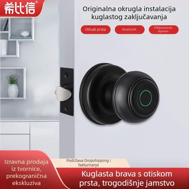 Nova sferna pametna brava s otiskom prsta i Bluetooth za drvena vrata, grafiti dizajn, pogodna za kuće, hotele i urede