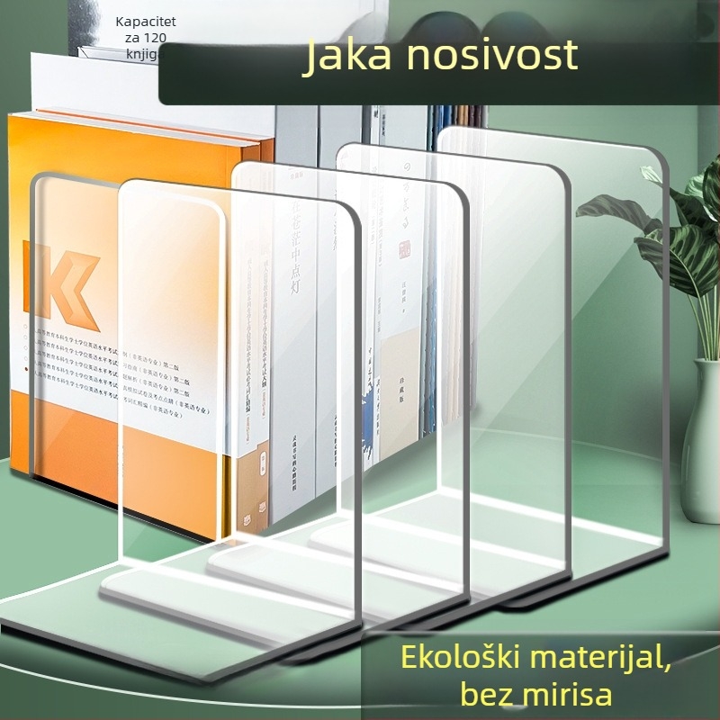 Prozirni L-oblik držač knjiga za stol