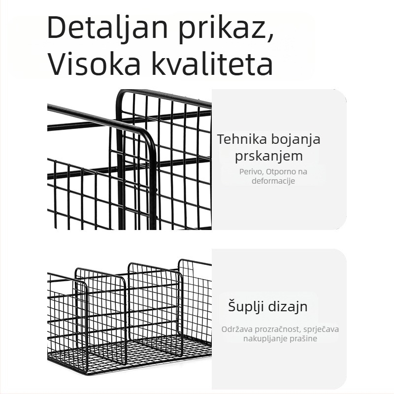 Deli Tb100 Metalni mrežasti držač knjiga s tri odjeljka za klasifikaciju, za knjižnicu, željezna podrška za knjige