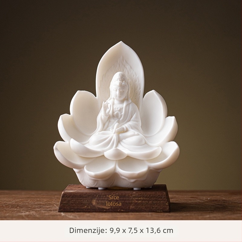 Guanyin Bodhisattva s srcem lotosa, statue Dehua bijelog porculana, moderni minimalistički dizajn
