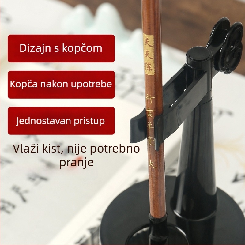 Višenamjenski držač za olovke s spremnikom tinte, cilindrom za pranje četkica, klipom za sušenje i ovlaživačem olovaka