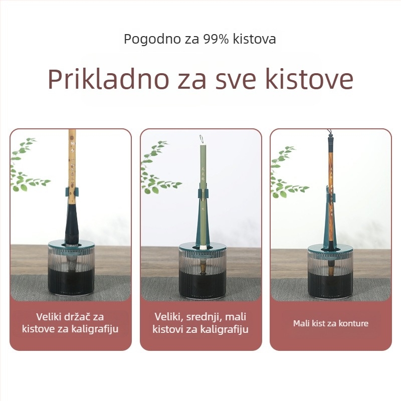 Višenamjenski držač za olovke s spremnikom tinte, cilindrom za pranje četkica, klipom za sušenje i ovlaživačem olovaka